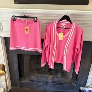 Entro Pink Cardigan and Skirt Set